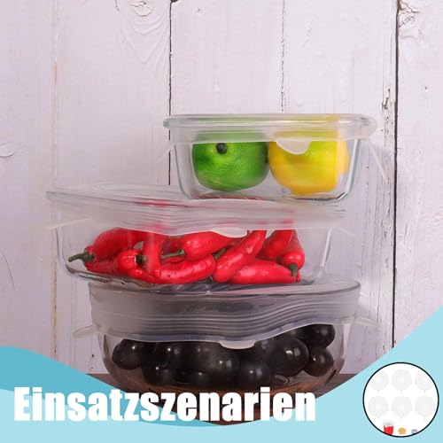 Silikondeckel, 6 Stück Silikondeckel Dehnbar, 9cm Lebensmittelaufbewahrungsabdeckungen, Joghurtbecher, Silikon Deckel Stretch für Dosen, Obst, Schüsseln, Becher, Transparent