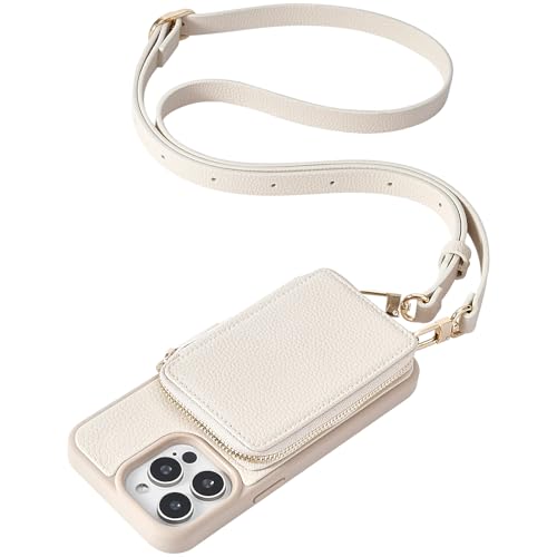ZVE for iPhone 14 Pro Max Wallet Case Crossbody, Card Holder Phone Purse with Wrist Strap, RFID Blocking Zipper Cover for Women Compatible with iPhone 14 Pro Max, 6.7