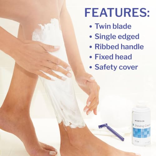 Image of McKesson Disposable Razors, Shaving Razor, Twin Blade, Stainless Steel Blade, Blue, 50 Count, 1 Pack