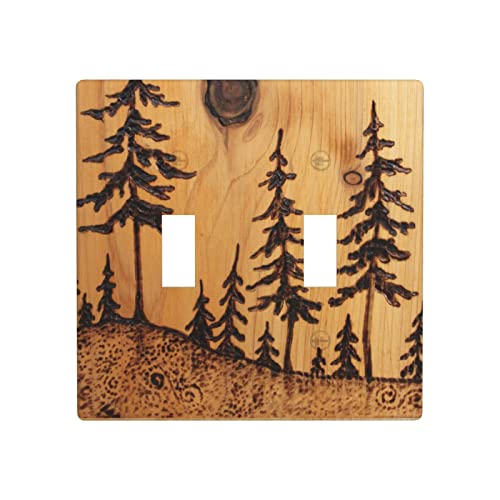 Hoibixe Pine Tree Wood Grain Light Switch Cover Double Toggle Decorative Funny Plastic Wall Plate Covers Outlet Cover Decor Print #TOP27