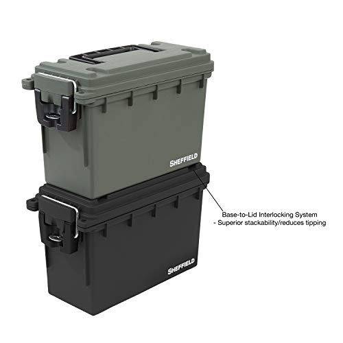 Sheffield 12626 Field Box, Plastic Ammo Can for Pistol, Rifle, and