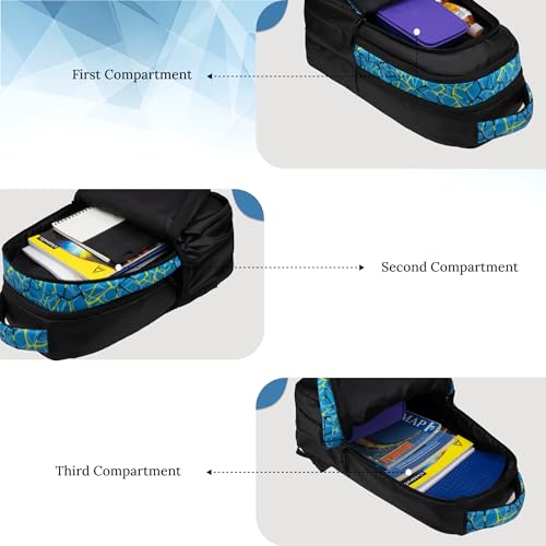 Image of F Gear Panya Black Blue Nested 21L School Backpack|Three Spacious Compartment with Water bottle holder|Lightweight and durable|Comfortable to Carry|Stylish Backpack