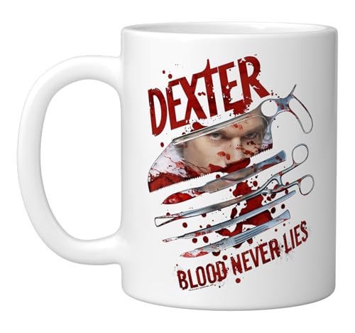 Tazón de cerámica Dexter Blood Never Lies blanco miniatura 1