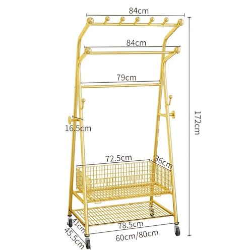 Garderobenständer Metall Garderobenständer Modern Schwerlast Kleiderständer mit Haken und Lagerregal Belastbar bis 100 kg für Eingangsbereich, Schlafzimmer, Büro