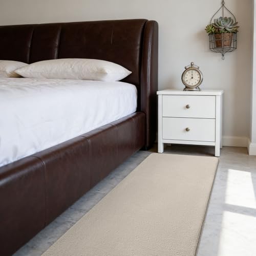 Tapis de chambre moderne 60x100 cm doux et lavable beige - 7