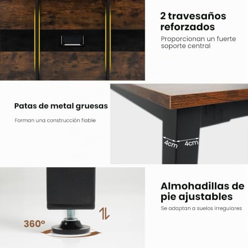 Miniatura 5 de Lifezeal Mesa De Conferencias Rectangular, 180x90x75,5 Cm, Mesa De Reuniones 8-10 Personas, Escritorio Para Seminarios Con Orificio Para Cables, Tapa De Madera Y Estructura Metálica, Estilo Industrial