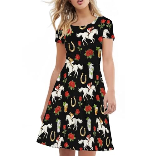 Image of Biyejit Women's Summer Casual Short Sleeve T-Shirt Swing Dress Crew Neck Plus Size S-4XL