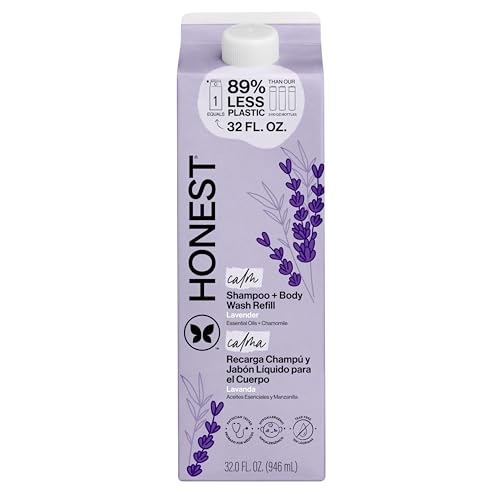 Image of The Honest Company Shampoo Body Wash Refill Carton, Lavender Calm, 32 fl oz | 2-In-1 Shampoo & Body Wash, 32 Fl Oz. Tear-Free, Hypoallergenic, Naturally Derived. Gentle For Baby's Sensitive Skin.