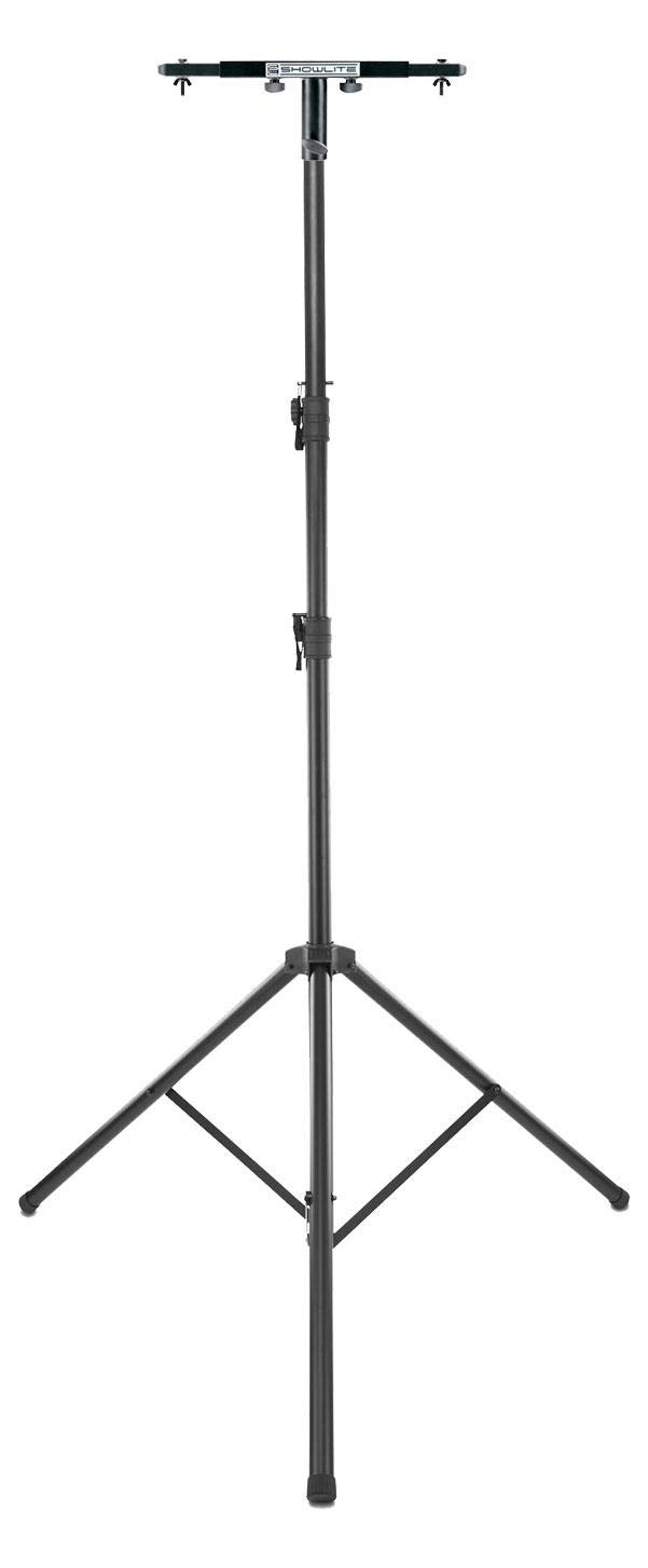 Showlite Statore Luci Stage (statore molto alto con tubo telescopico incluso set con adattatore per statore casse per 2 proiettori) Nero