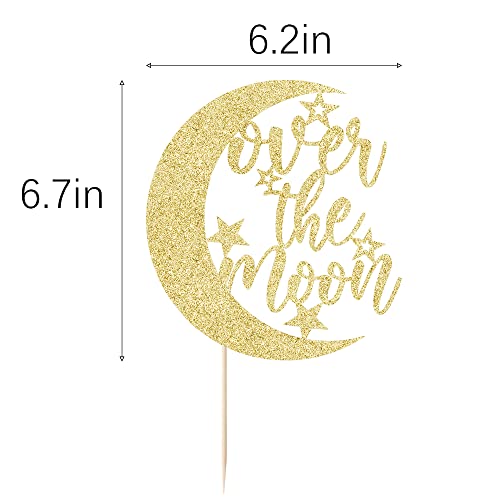 Auteby Over The Moon Cake Topper - First Holy Communion Over The Moon Cake Topper, Baby Shower Birthday Party Decorations (Gold) #TOP1