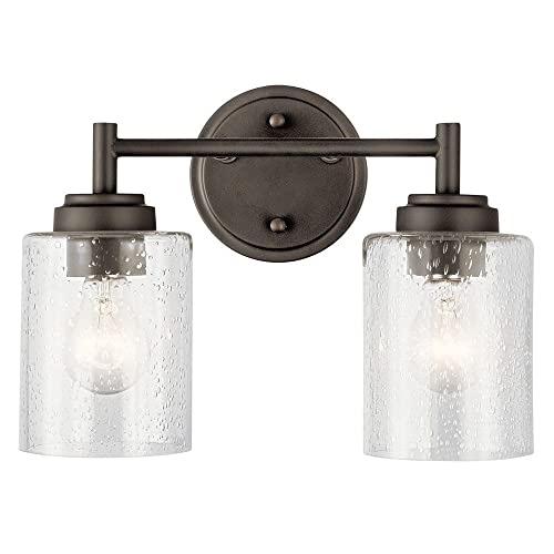 Image of KICHLER 45885BK Winslow Vanity, 2-Light 150 Total Watts, Black, 12.75 inch