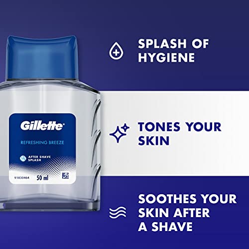 Image of Gillette Fusion Manual Razor for Men for Perfect Shave and Perfect Beard Shape & Gillette AFTER SHAVE SPLASH REFRESHING BREEZE 50ML, White
