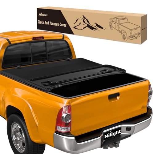 Image of Nilight Soft Tri-Fold Tonneau Cover for Toyota Tacoma 2005-2015 5ft Bed | Fold-Up Truck Bed Cover and Pickup Cargo Cover Compatible with Toyota Tacoma 2005-2015 5ft Bed