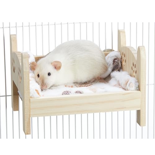 Jevnd Wooden Rat Bed, Rat Hammock for Cage Chew Proof, Pet Rats Cage Accessories Hanging Bed, Safe...