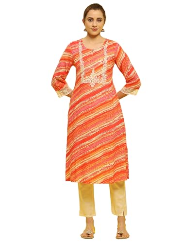 Image of Shree Women Liva (Rayon) White Floral Print Kurta