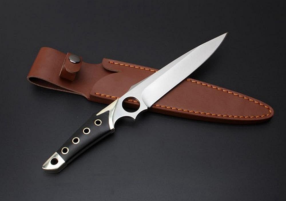 FARDEER Knife 00AS Outdoor Camping Tool Knife, zawiera brązową skórzaną osłonę, narzędzie kempingowe do wędkowania, polowania, aktywności sportowej
