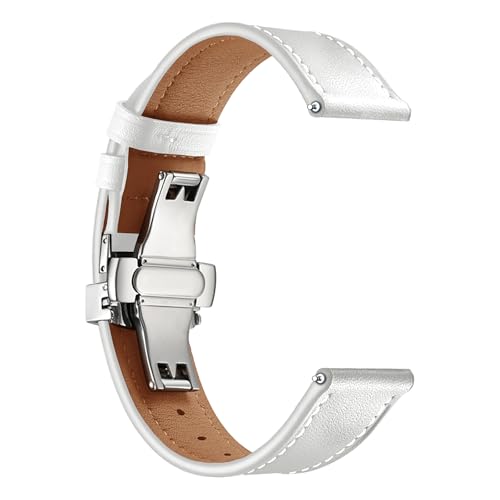Image of ACM Watch Strap 20mm compatible with Compaq Q Watch Smartwatch | Luxury Leather Clasp Lock Belt Band