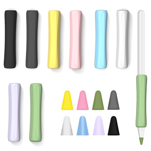 16 Piezas Agarre de Silicona Set con Protector de Plumín,Funda Protectora para Apple Pencil Accesorios,Cubierta Protectora Compatible con Apple Pencil 1.ª y 2.ª Generación(8 Colores)