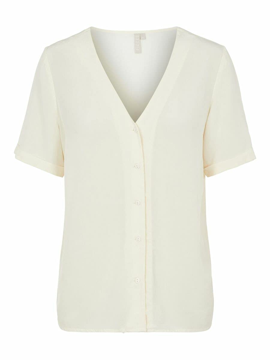 PIECES Women's Pccecilie SS Top Noos BC Blouse, Birch, Large