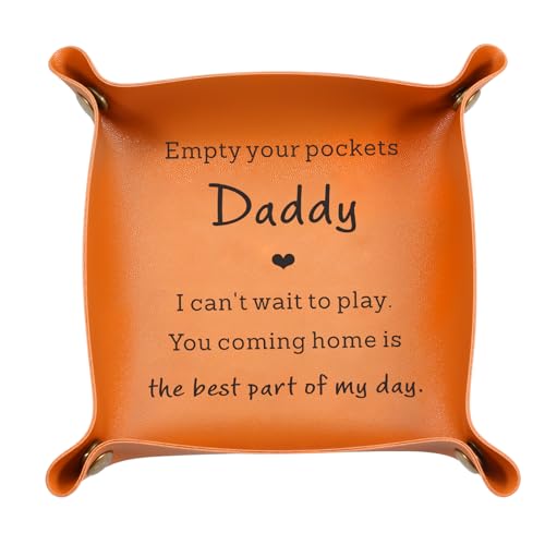 First Fathers Day Present for New Dad Gifts for Dad from Daughter Son New Dad Gifts for Men First Time Daddy Birthday Gifts for Father Stepdad Men Husband from Children Wife New Father Leather Tray