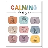 Calming Strategies Mental Health Coping Techniques Wall Art Prints, Counseling Psychologist Cognitive Behavioral Therapy CBT, Mental Health Awareness Gifts. (8x10 inch Print Unframed)