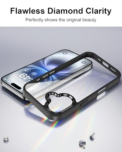 Image of HOOMIL Case for iPhone 16 Plus 6.7-Inch, Non-Yellowing, Drop Protection, Anti-Scratch Transparent Hard Back Phone Cover - Black