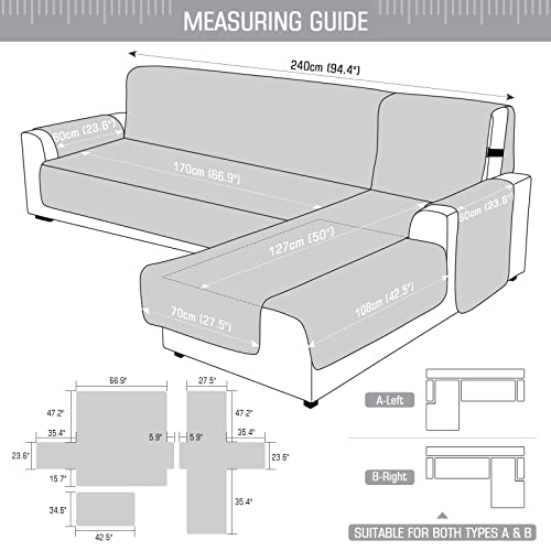 Image of TAOCOCO Waterproof Sectional Couch Covers L Shaped Sofa Covers Chaise Lounge Cover 3pcs Reversible Sofa Covers for Sectional Sofa Pet Kids Furniture Protector with Elastic Straps(Large, Gray)