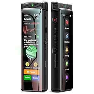 72GB Digital Voice Recorder with Playback, Innioasis R1 Full Touchscreen Voice Recorder with AI Intelligent Transcription and Bluetooth, Voice Activated Sound Audio Recorder Device with Mic (Black)