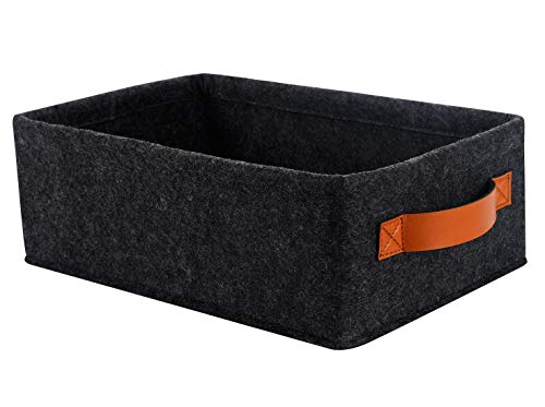 Small Basket Storage Fabric Storage Baskets for Shelves Rectangle Storage Basket Gray Felt Storage Baskets Collapsible Decorative Storage Baskets for Closet Dog Toys CD Book Bathroom Storage Basket