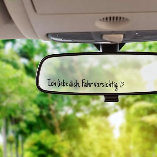 Realjoy 10 Stück Ich Liebe Dich.Fahr Vorsichtig Aufkleber Vinyl Rückspiegel Aufkleber Autodekoration Geschenk für Fahrer Frauen Männer