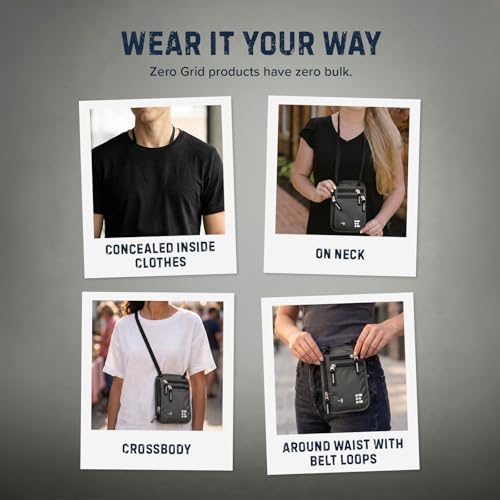 Image of Neck Wallet for Travel & Passport Holder with RFID Blocking - Slim & Easy to Conceal Nylon Travel Pouch for men & women - Holds Phone, Cash, Cards, Keys - Sweat & Water Resistant - Large - Dark Grey