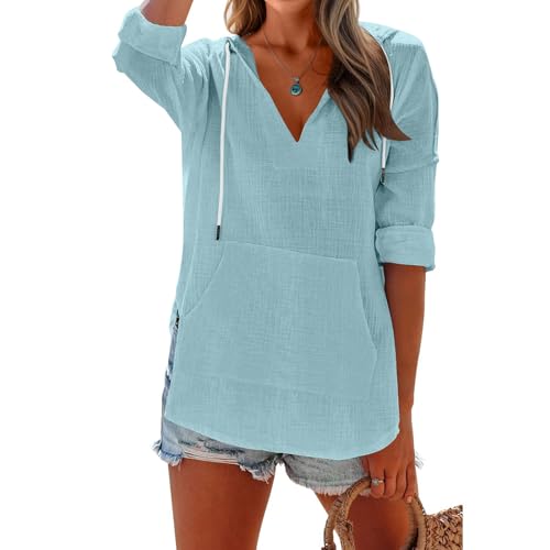 Beach Cover Up for Women with Code EAM2OSAZ - Hooded Linen Top - Image 2