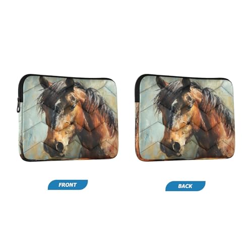 Funda para portátil de 13-14 pulgadas impermeable con diseño de caballo miniatura 2