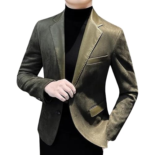 Men's Slim Fit Suit Blazer Jacket Shawl Lapel Splicing Sports Coats Party Dinner Prom Wedding Tuxedo