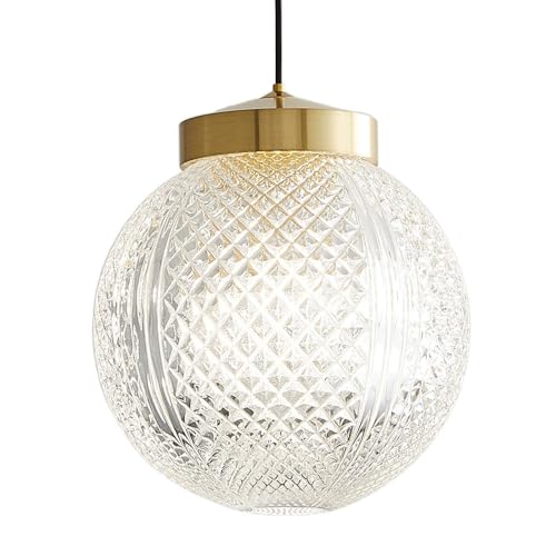WGFJKI G9 Light Source Single Head Chandelier,Nordic Industrial Style Copper Glass Pendant Lamp, Flush Mount Ceiling Hanging Light, Living Room Study Bedroom Decoration Light Fixtures