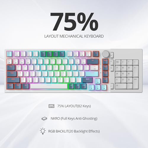 Image of 75% TKL Wired Mechanical Keyboard,RGB Backlit Gasket Mount 82 Key Hot Swappable Custom Linear Red Switch Gaming Keyboard with Volume Knob & PBT Keycaps (82 Shoko)