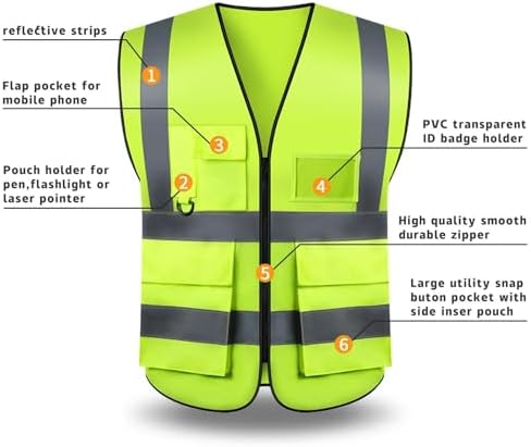 Gilet Sicurezza 2 Pezzi - Alta Visibilità Con Strisce Riflettenti 360° Per Lavoro E Sport - Foto 9