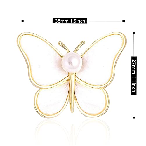 Image of GBAHFY Butterfly Pearl Brooch Gold Elegant Bridal Vintage Style Pins Wedding Banquet Anniversary Brooch for Women