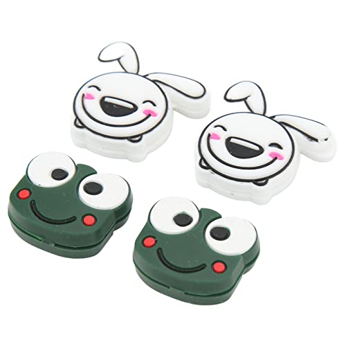 OUKENS Tennis Vibration Dampeners, 4 PCS Silica Gel Tennis Racket Dampener Cartoon Animal Shape, Portable Easy to Install Tennis Shock Absorber(Frog+Rabbit)