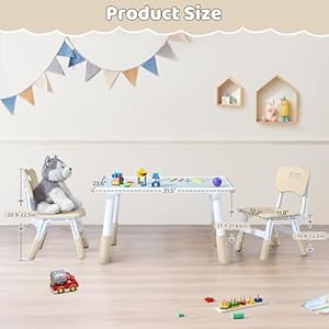 Toddler table and 2 chairs set height adjustable kids table and chair set 315l x 236w marble pattern graffiti desktop children multi activity table for homedaycareclassroom  urban country home decor