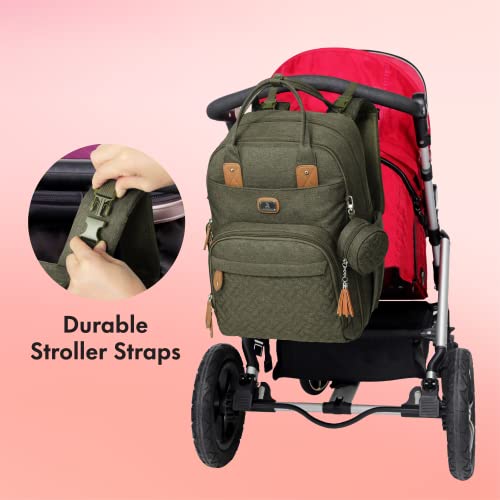 image for Dikaslon Diaper Bag Backpack with Portable Changing Pad, Pacifier Case