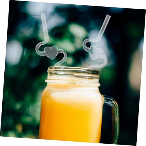Pajitas de corazón transparentes y reutilizables para batidos 6