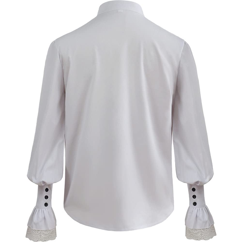 Mymyguoe Chemise En Lin Pour Homme - Manches Longues - Costume Médiéval Vintage - Chemise D'été à Manches Longues - Col Rétro Avec Lacets - Chemise Médiévale En Lin - Manches Longues