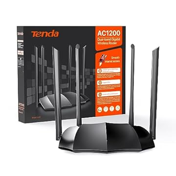 Tenda AC8 Router WiFi AC1200 - Router Wireless Dual Band 5GHz/2.4GHz, Gigabit Porte, Antenne 4x6dBi, Repeater Access Point Mode, Beamforming/MU-MIMO/Controllo APP/IPv6/WPS