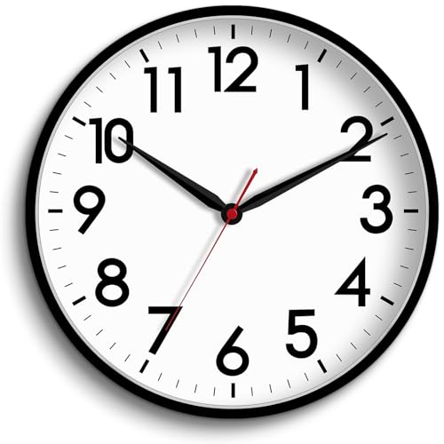 Image of AKCISOT 16 Inch Wall Clock Large Silent Non-Ticking Wall Clocks Battery Operated - Analog Classic Clock Decorative for Living Room, Office, Home, School(Black)