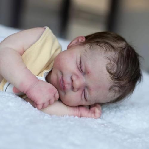 RXDOLL Asleep Reborn Babypuppen Silikon Ganzkörper Mädchen 18 Zoll Realistische Neugeborene Puppe Wasserdicht Lebensechte Babypuppen, die Echte Silikon Babies Puppe für Mädchen Geschenke – Bild 7