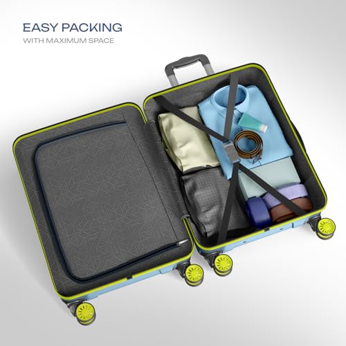 Image of Safari Pentagon Neo 8 Wheels Carry on Cabin Trolley Bag, Hard Case Polypropylene with 360 Degree Wheeling Luggage for Men & Women, Suitcase for Travel, Ink Blue, 55cm, Small