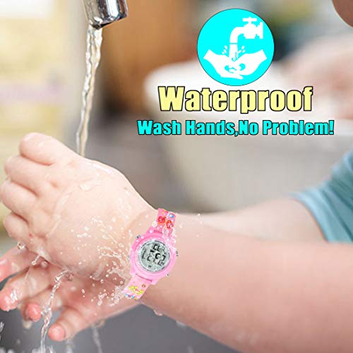 Kids Watch for Boys Girls Butterfly 3D Cute Cartoon Toddler Watch Digital Silicone Band Alarm Stopwatch Digital Child Wristwatch 50M Waterproof Pink4