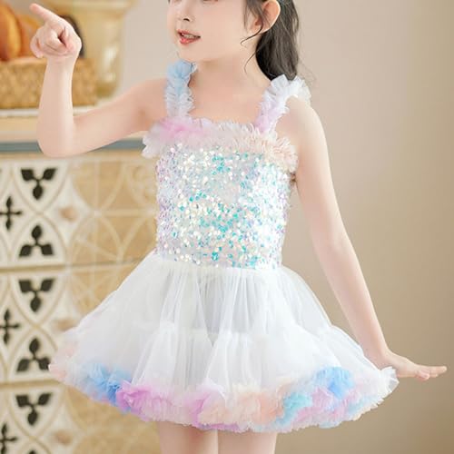 Toddler Girls Mesh Tulle Tutu Dress Floral Rainbow Puffy Swing Slip Dresses for Little Girl Birthday Party Outfits2