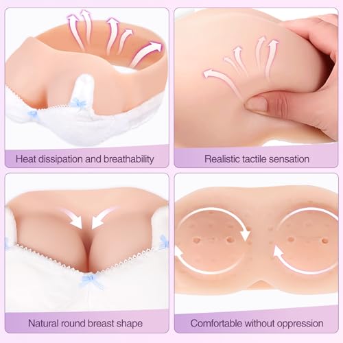 Image of Realistic Silicone Breastplate Strapless Gel Filled with Natural Movement Fake False Breasts for Crossdressing Drag